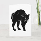Halloween Prowling Black Cat Silhouette Tekening Kaart (Voorkant)