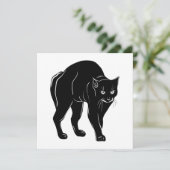 Halloween Prowling Black Cat Silhouette Tekening Kaart (Staand voorkant)