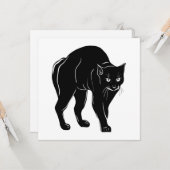Halloween Prowling Black Cat Silhouette Tekening Kaart (Voorkant / Achterkant in situ)