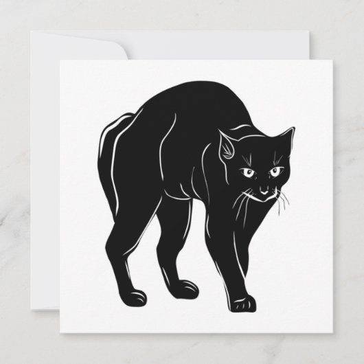 Halloween Prowling Black Cat Silhouette Tekening Kaart (Voorkant)