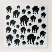 Halloween Prowling Black Cat Silhouette Tekening Legpuzzel (Verticaal)