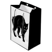 Halloween Prowling Black Cat Silhouette Tekening Medium Cadeauzakje (Voorkant Gekanteld)