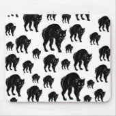 Halloween Prowling Black Cat Silhouette Tekening Muismat (Voorkant)