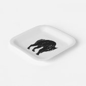 Halloween Prowling Black Cat Silhouette Tekening Papieren Bordje (Gebogen)