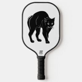 Halloween Prowling Black Cat Silhouette Tekening Pickleball Paddle