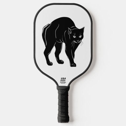 Halloween Prowling Black Cat Silhouette Tekening Pickleball Paddle (Voorkant)