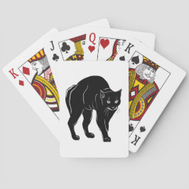 Halloween Prowling Black Cat Silhouette Tekening Pokerkaarten