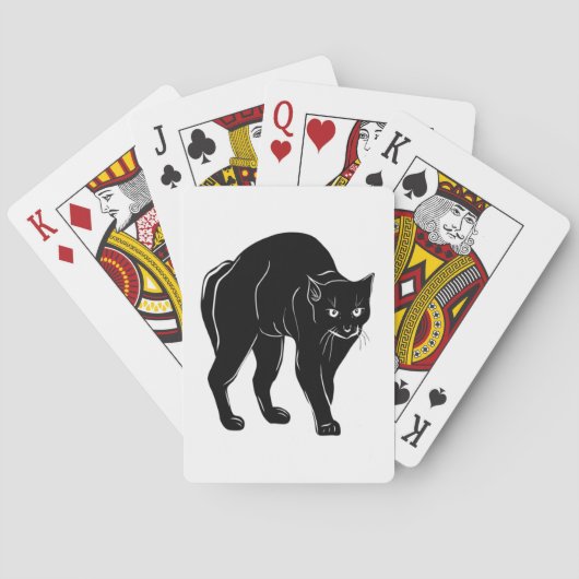 Halloween Prowling Black Cat Silhouette Tekening Pokerkaarten (Achterkant)
