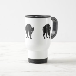 Halloween Prowling Black Cat Silhouette Tekening Reisbeker