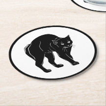 Halloween Prowling Black Cat Silhouette Tekening