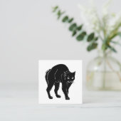 Halloween Prowling Black Cat Silhouette Tekening S Vierkante Visitekaartje (Staand voorkant)