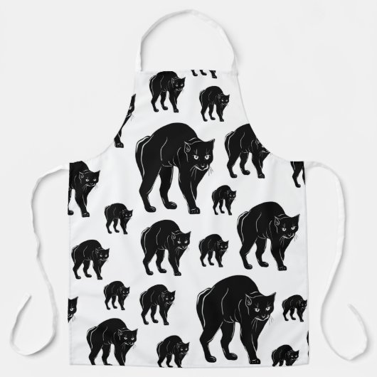 Halloween Prowling Black Cat Silhouette Tekening Schort (Voorkant)