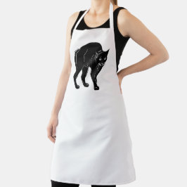 Halloween Prowling Black Cat Silhouette Tekening Schort