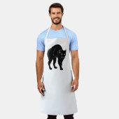 Halloween Prowling Black Cat Silhouette Tekening Schort (Gedragen)