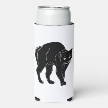Halloween Prowling Black Cat Silhouette Tekening