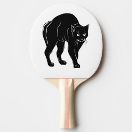 Halloween Prowling Black Cat Silhouette Tekening Tafeltennisbatje