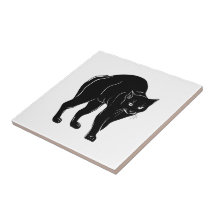 Halloween Prowling Black Cat Silhouette Tekening