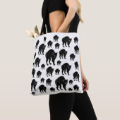 Halloween Prowling Black Cat Silhouette Tekening Tote Bag (Dichtbij)