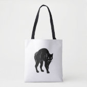 Halloween Prowling Black Cat Silhouette Tekening Tote Bag (Voorkant)