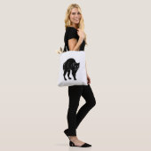 Halloween Prowling Black Cat Silhouette Tekening Tote Bag (Op model)