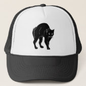 Halloween Prowling Black Cat Silhouette Tekening Trucker Pet (Voorkant)