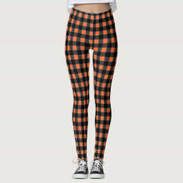 Halloween Pset Pattern in Black and Oranje Leggings
