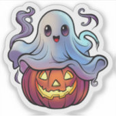 Halloween Psychofriends Schattigee Ghost Cartoon Sticker (Voorkant)