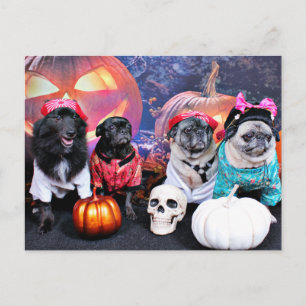 Halloween - Pug - Bruno Pearl Beer mevrouw Wiggens Briefkaart