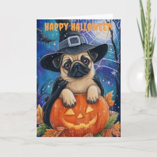 Halloween Pug Dog Feestdagen Kaart (Voorkant)
