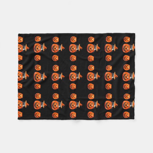 Halloween Pug Dog Fleece deken (Voorkant (Horizontaal))