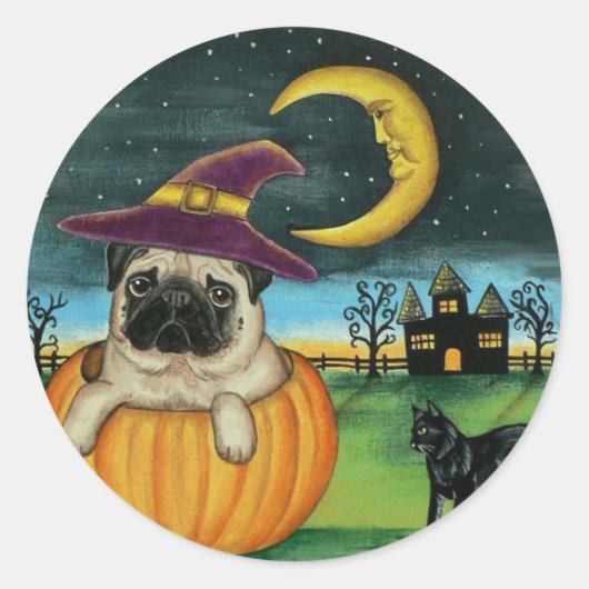 Halloween Pug Dog Stickers (Voorkant)
