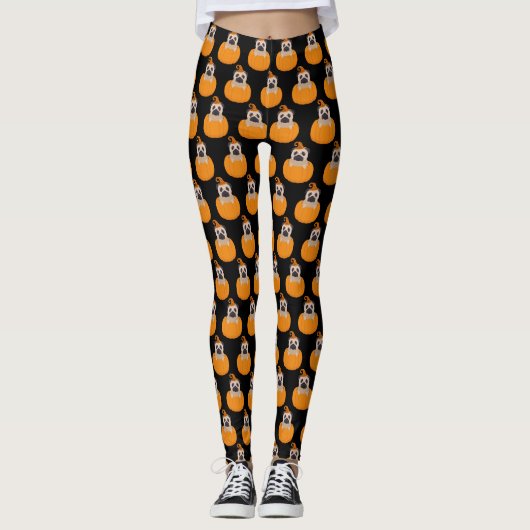 Halloween Pug en Pumpkin Leggings (Voorkant)