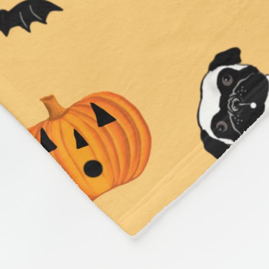 Halloween Pug Ghost Cute Pumpkin Bats Fleece Deken (Hoek)