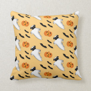 Halloween Pug Ghost Cute Pumpkin Yellow  Kussen