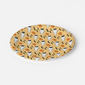 Halloween Pug Ghost Cute Pumpkin Yellow Papieren Bordje (Gekanteld)