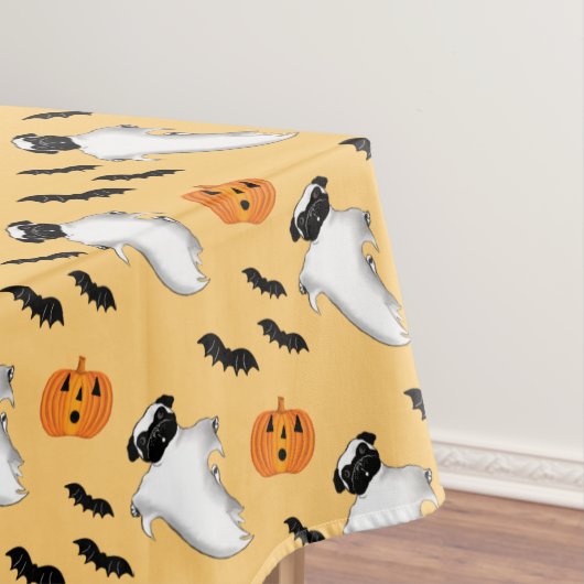 Halloween Pug Ghost Schattige Pompoen Vleermuizen Tafelkleed (Voorbeeld)