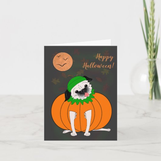 Halloween Pug: Griezelen Uitnodigingskaart Kaart (Voorkant)