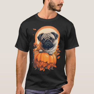 Halloween Pug in Pompoen T-shirt