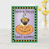 Halloween Pug Kaart (Gele Bloem)