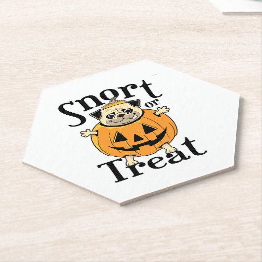 Halloween Pug Kartonnen Onderzetters (Schuin)