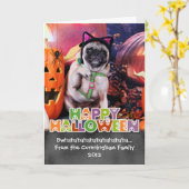 Halloween - Pug - Lelie Lou Kaart (Gele Bloem)
