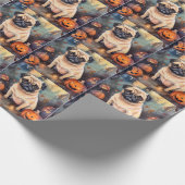 Halloween Pug met pompoenen eng Cadeaupapier (Hoek)