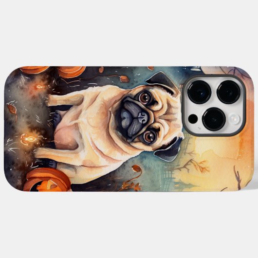 Halloween Pug met pompoenen eng Case-Mate iPhone Case (Achterkant (horizontaal))