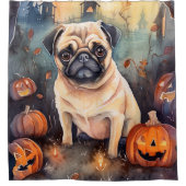 Halloween Pug met pompoenen eng Douchegordijn (Voorkant)