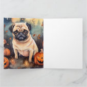 Halloween PUG Met Pompoenen Eng Kaart (Binnen)