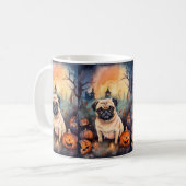 Halloween Pug met pompoenen eng Koffiemok (Voorkant links)