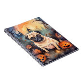 Halloween Pug met pompoenen eng Notitieboek (Rechterzijde)