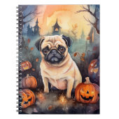 Halloween Pug met pompoenen eng Notitieboek (Voorkant)
