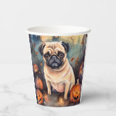 Halloween Pug met pompoenen eng Papieren Bekers (Achterkant)