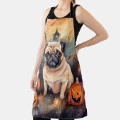 Halloween Pug met pompoenen eng Schort (Insitu)